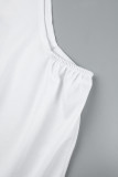 Blusas brancas sexy com estampa de desenho animado estampadas e gola com capuz recortadas