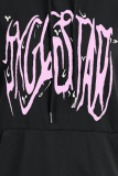 Röd Casual Daily Print Draw String Hooded Collar Tops