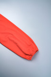 Rode casual elegante eenvoud gleuf vouw effen kleur off-shoulder lange mouw twee stukken