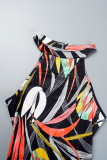 White Casual Daily Vacation Simplicity Floral Printing Halter African Print Dresses for Women