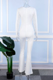 Белые сексуальные облегающие комбинезоны скинни в стиле пэчворк для повседневной вечеринки