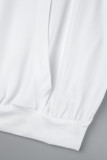 Blusas brancas sexy com estampa de desenho animado estampadas e gola com capuz recortadas