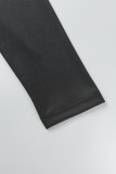 Vestidos asimétricos de cuello en V de perforación caliente de patchwork elegante de fiesta sexy negro