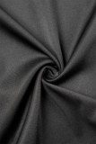 Zwart Dagelijks feest Elegante eenvoud Lapwerk Veren Effen kleur O-hals Mouwloze jurk Jurken