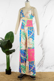 Colour Casual Daily Simplicity Mixed Printing Printing Contrast Straight Jumpsuits