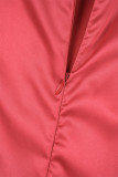 Robes irrégulières à col POLO en Patchwork uni rouge doux