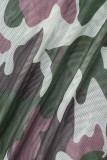 Camouflage Lässiger Rock mit Camouflage-Print, Schlitz, normaler hoher Taille und konventionellem Volldruck