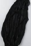 Черное сексуальное однотонное платье без рукавов с открытой спиной