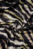 Bruine sexy casual dierenprint patchwork frenulum jurken met lange mouwen