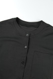 Black Casual Solid Cardigan Half Sleeve Two Pieces