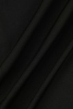 ブラック カジュアル ソリッド 刺繍 V ネック スキニー ジャンプスーツ