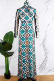 Цветные повседневные платья с контрастным асимметричным воротником и цветочным принтом с разрезом и разрезом (содержит тюрбан)