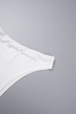 Белые сексуальные лоскутные платья с прозрачными бисером и V-образным вырезом с длинными рукавами
