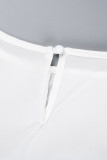 Blusas brancas assimétricas com decote em O de cor sólida