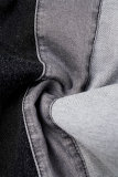 Jean skinny noir décontracté à taille haute contrasté en patchwork (sous réserve de l'objet réel)
