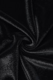 Robes de soirée noires sexy solides patchwork dos nu fendues