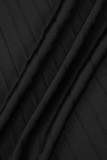 Negro Casual Sólido Ahuecado Asimétrico O Cuello Plisado Vestidos