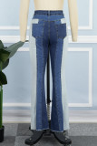 Svarta Casual Patchwork Kontrast Skinny Jeans med hög midja (beroende på det faktiska föremålet)