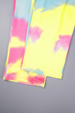 Kleur Grote maten Casual Zoet Geleidelijke verandering Bandage Patchwork Tie-dye V-hals Grote maten Twee stuks