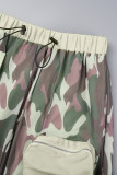 Camouflage Casual Camouflage Print Slit Regular High Waist Conventional Full Print Skirt