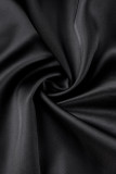 Zwarte casual effen patchwork bovenkleding