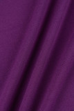 Due pezzi A maniche lunghe A collo alto casual tinta unita viola viola