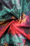 Многоцветный повседневный принт в стиле пэчворк с рубашечным воротником