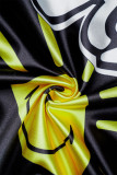 Capispalla con colletto cardigan con fibbia patchwork con stampa sportiva casual nera