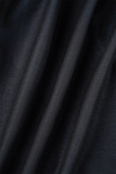 Zwarte casual print patchwork kraag met normale romper