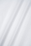 Weißes sexy dreiteiliges Set mit Umlegekragen und langen Ärmeln und fester Schnalle