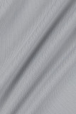 Robes grises décontractées uni à col roulé et manches longues