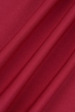 Бордовые повседневные комбинезоны обычного цвета с квадратным воротником и контрастным принтом в стиле пэчворк