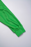 グリーン カジュアル ソリッド パッチワーク ターンダウン カラー レギュラー ジャンプスーツ (ベルトなし)