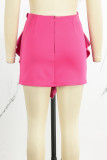 Розово-красные повседневные лоскутные юбки с высокой талией и обычными лоскутными юбками