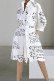 Veelkleurige elegante print patchwork knopen kraag A-lijn jurken