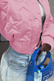 Pink Casual Solid Patchwork Buttons Zipper Mandarin Collar Outerwear