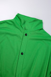 Tute casual tinta unita patchwork colletto con risvolto standard verde (senza cintura)
