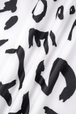 Capispalla con colletto cardigan patchwork con stampa di lettere bianche