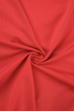 Robes à manches longues à col en V et couleur unie sexy rouge