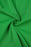 Tute casual tinta unita patchwork colletto con risvolto standard verde (senza cintura)