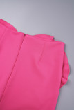 Rosaroter, lässiger Patchwork-Hot-Drill-Skinny-Röcke mit hoher Taille und konventionellem Patchwork