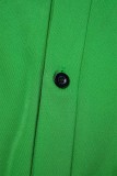 Combinaisons régulières vertes décontractées en patchwork uni à col rabattu (sans ceinture)