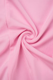 Roze zoete effen patchwork off-shoulder jurken