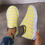 Fluorescent Yellow Casual Patchwork Round Comfortable Shoes