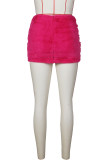 Розово-красная повседневная однотонная узкая узкая юбка с высокой талией, обычная однотонная юбка