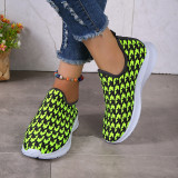 Chaussures confortables rondes décontractées en patchwork vert fluo