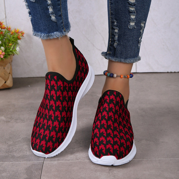 Rode casual patchwork ronde comfortabele schoenen