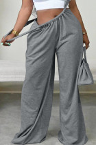 Pantaloni in tinta unita a vita bassa con patchwork solido casual grigio a vita bassa