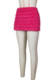 Розово-красная повседневная однотонная узкая узкая юбка с высокой талией, обычная однотонная юбка