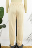 Абрикосовый уличный принт в стиле пэчворк со средней талией, прямые брюки с принтом